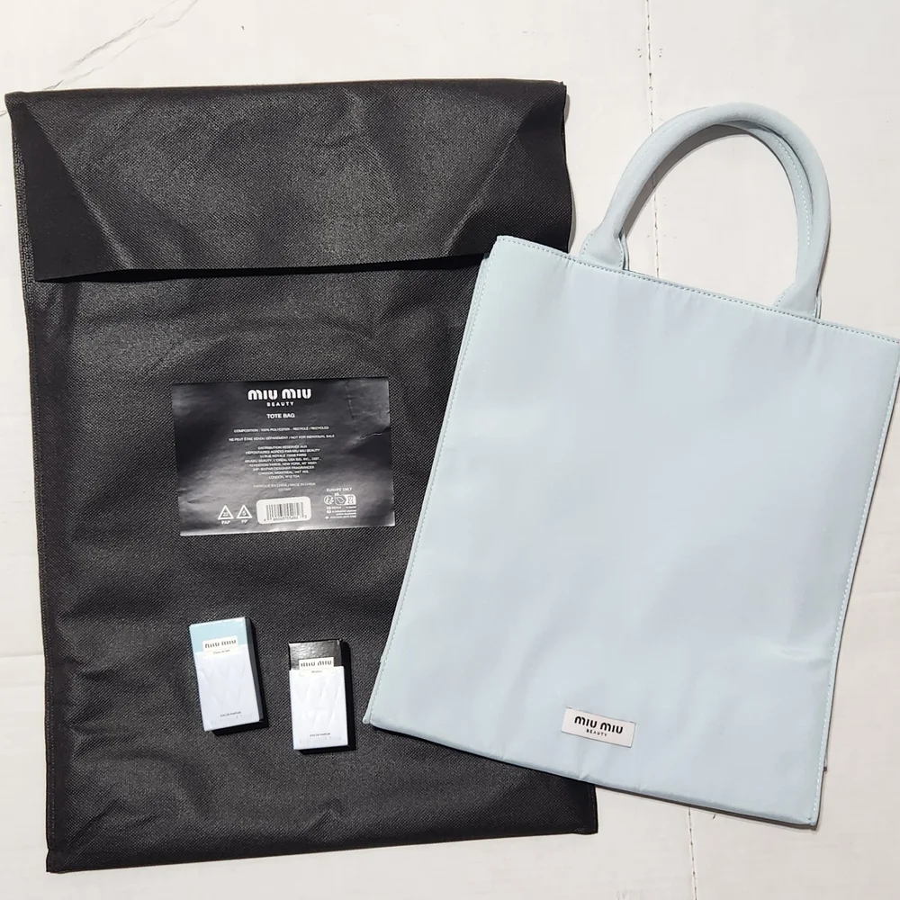 Miu Miu Sky Blue Tote Bag Gift Set With Two Miniature Eau de Parfums